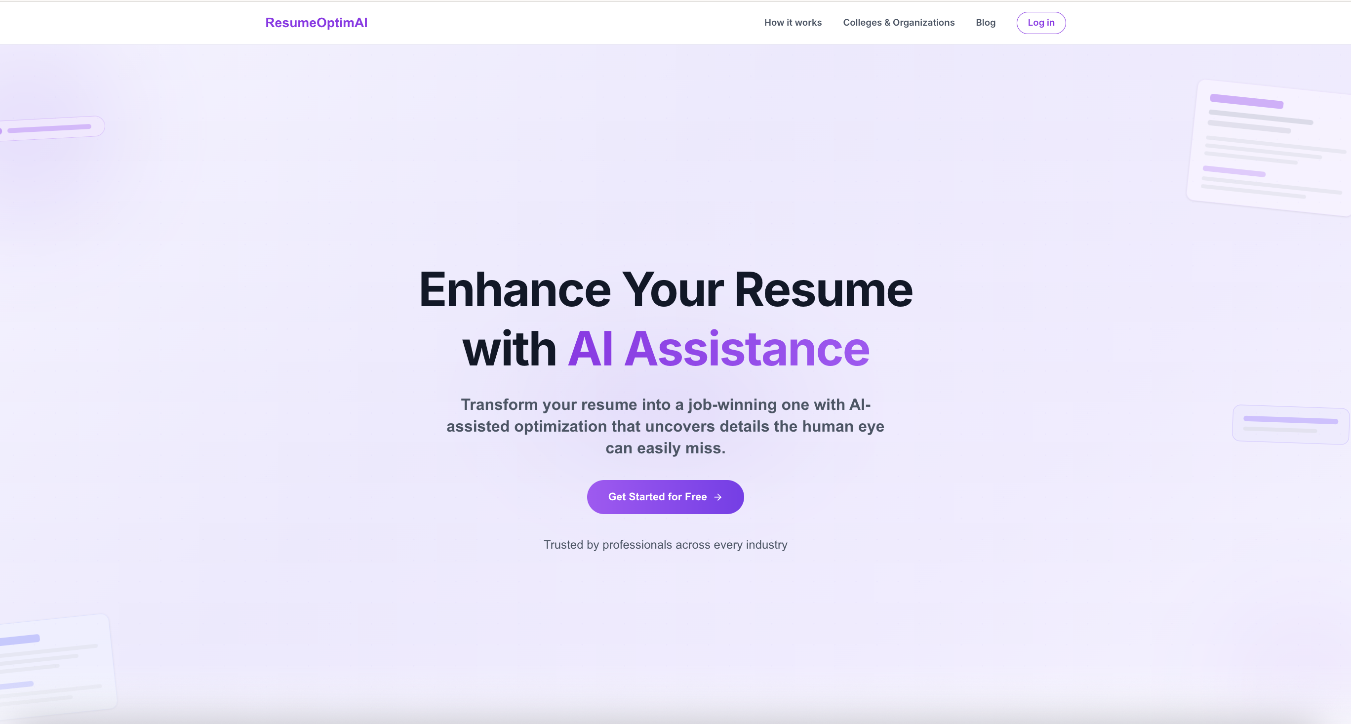 ResumeOptimAI website preview